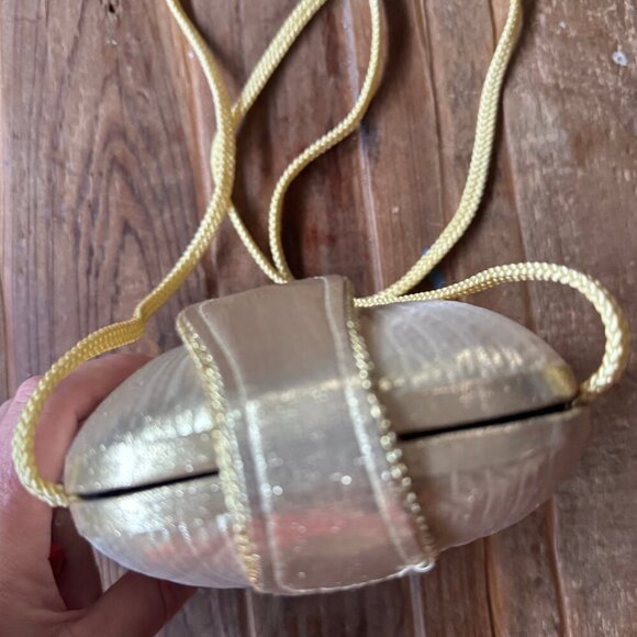 Vintage Carlo Fellini Gold Pleated Evening Bag Crossbody Purse - Picture 4 of 10